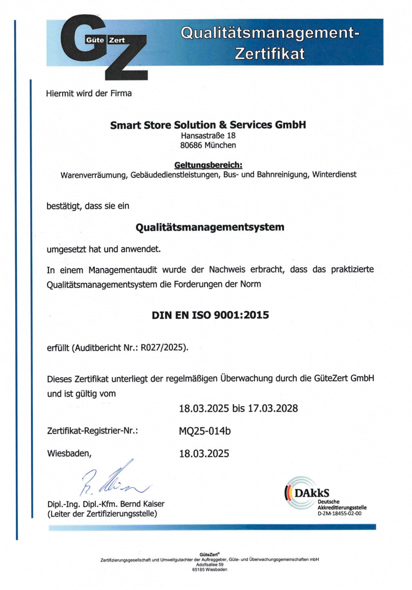 DIN EN ISO 9001:2015 Zertifikat